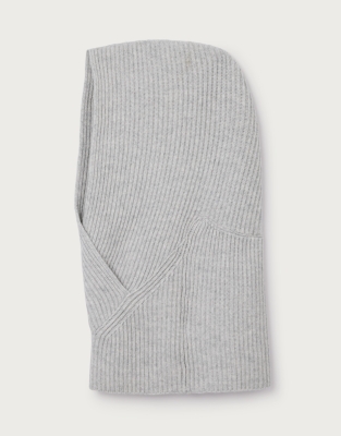 Ribbed Hood with Cashmere - Pale Grey