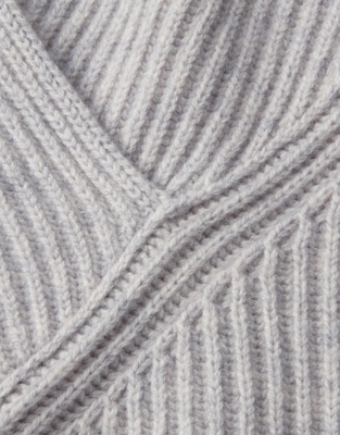 Ribbed Hood with Cashmere - Pale Grey