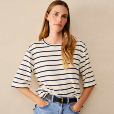 Ribbed Jersey Boxy Stripe Tee