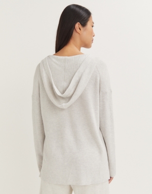 Ribbed Knitted Hoodie - Cloud Marl