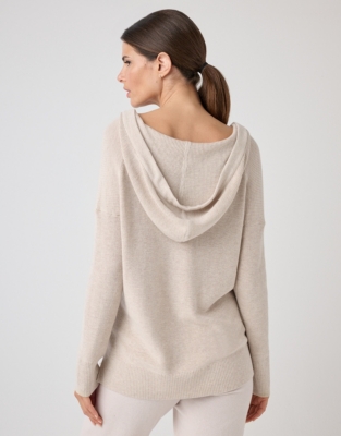 Ribbed Knitted Hoodie - Oatmeal