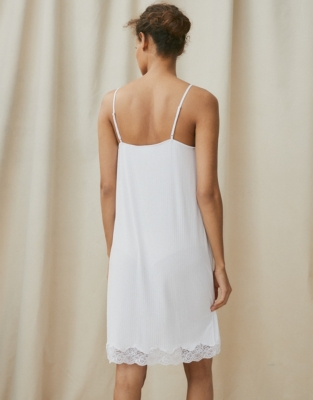 Lace-trimmed Ribbed Nightgown