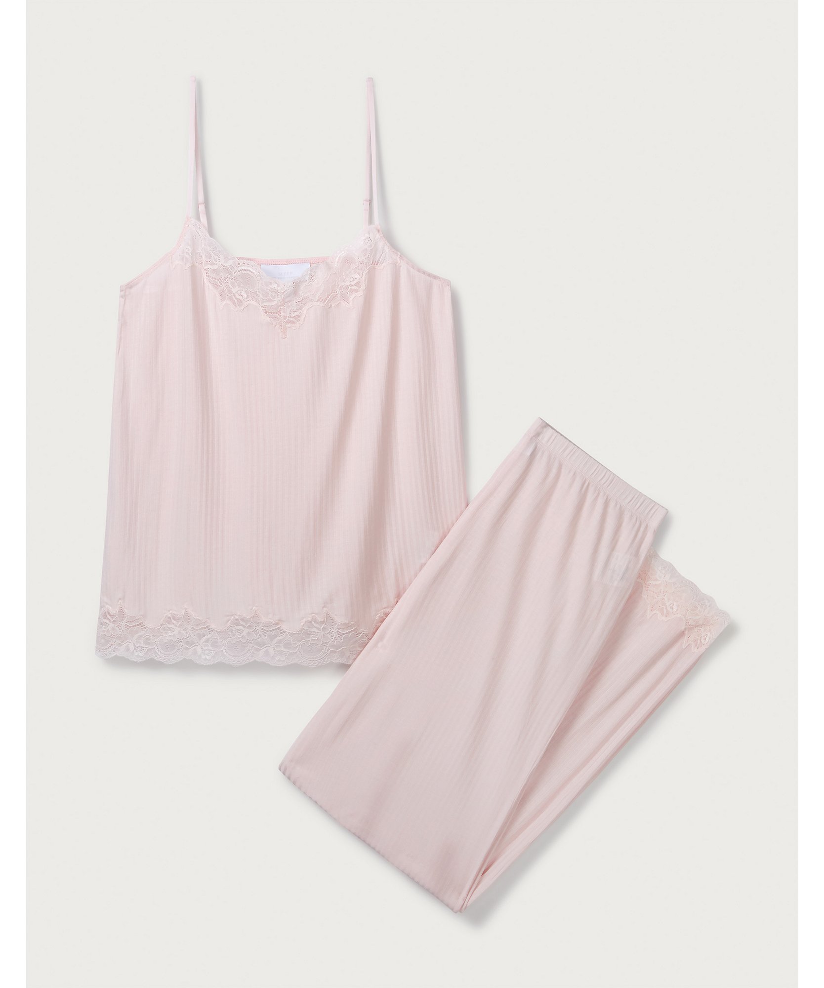 Ribbed Lace-Trim Pajama Set | Pajamas | The White Company US