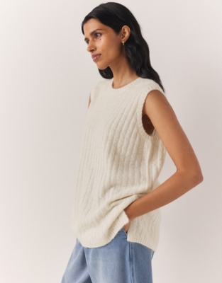Ribbed Long Line Knitted Tank with Alpaca