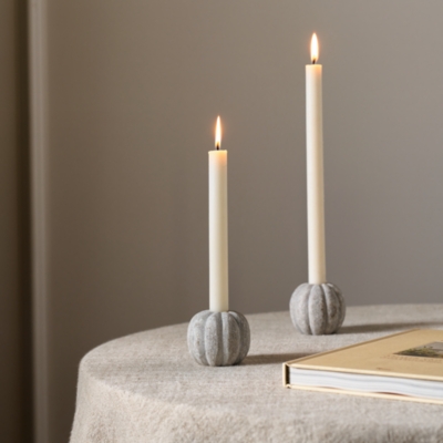 Ribbed Marble Dinner Candle Holder
