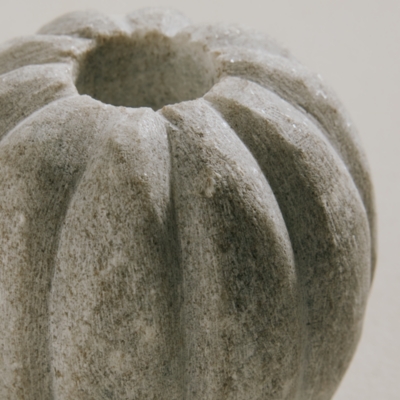 Ribbed Marble Dinner Candle Holder