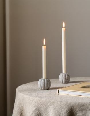 Ribbed Marble Dinner Candle Holder