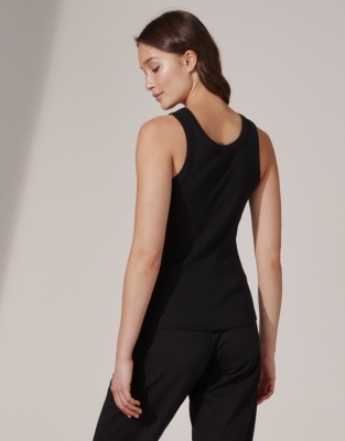 Ribbed Organic Cotton Lounge Vest - Black