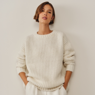Ribbed Oversized Jumper with Alpaca