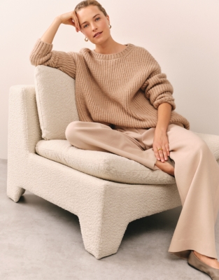 Ribbed Oversized Jumper with Alpaca - Wheat Dust