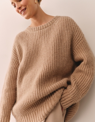 Ribbed Oversized Jumper with Alpaca