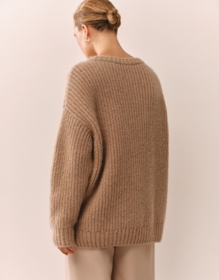 Ribbed Oversized Jumper with Alpaca - Wheat Dust