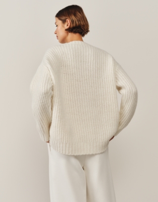 Ribbed Oversized Jumper with Alpaca - Scandi White