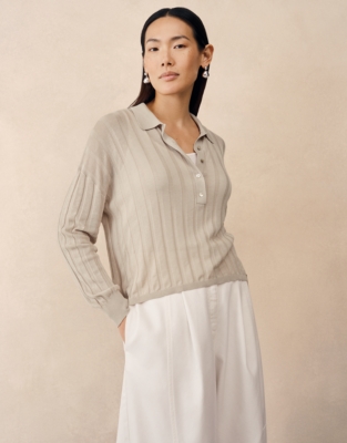 Ribbed Polo Jumper with TENCEL™