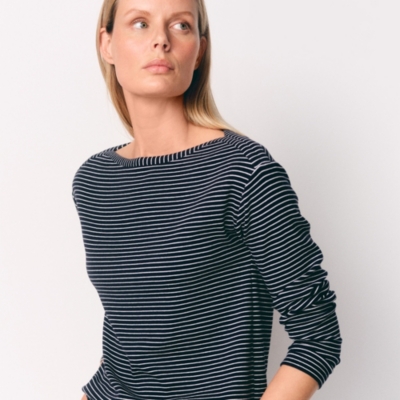 Ribbed Slash Neck Jersey Top