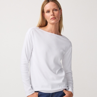 Ribbed Slash Neck Jersey Top