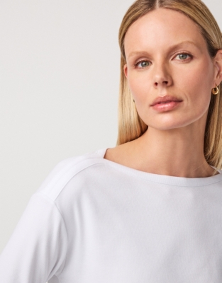 Ribbed Slash Neck Jersey Top