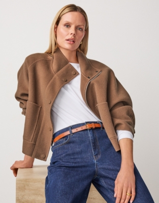 Ribbed Slash Neck Jersey Top