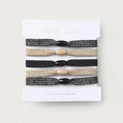 Ribbed Sparkle Hair Elastics – Set of 5