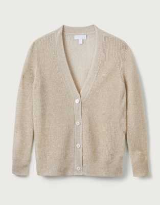 Ribbed Sparkle V-Neck Cardigan | Clothing Sale | The White Company UK