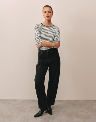 Ribbed Stripe Jersey Top