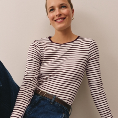 Ribbed Stripe Jersey Top