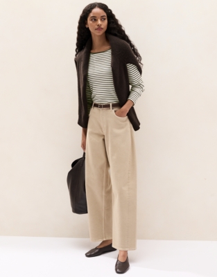 Ribbed Stripe Jersey Top - Eucalyptus