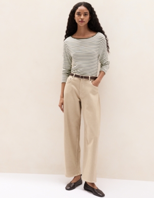 Ribbed Stripe Jersey Top - Eucalyptus