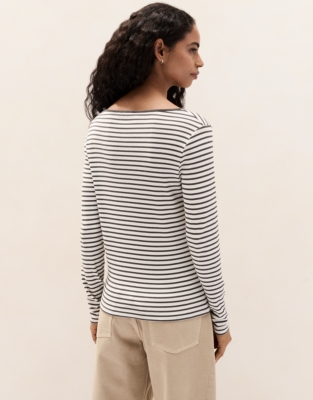 Ribbed Stripe Jersey Top - Eucalyptus
