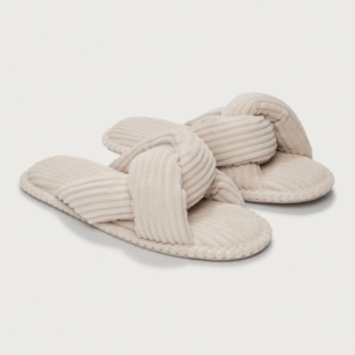 Ribbed Twist Slider Slippers