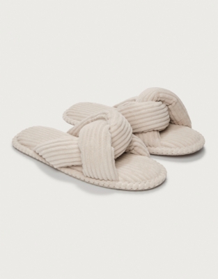 Ribbed Twist Slider Slippers