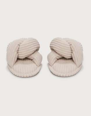 Ribbed Twist Slider Slippers