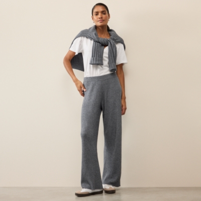 Ribbed Wide Leg Joggers with Cashmere