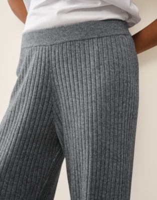 Ribbed Wide Leg Joggers with Cashmere