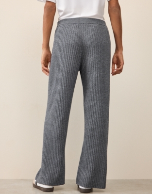 Ribbed Wide Leg Joggers with Cashmere