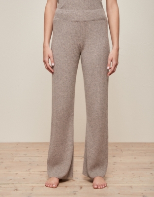 Ribbed Wide-Leg Joggers with Cashmere