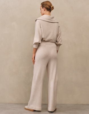 Ribbed Wide Leg Trousers with Cashmere