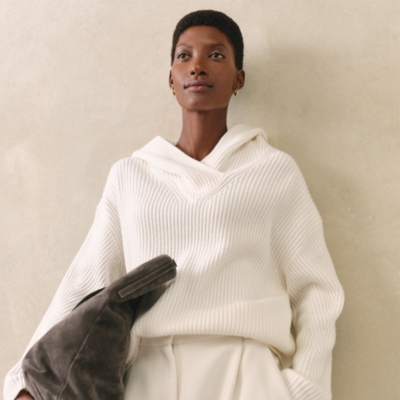 Ribbed Wrap Detail Hoodie with Cashmere