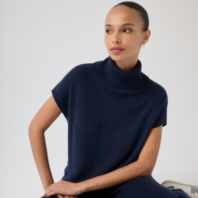 Roll Neck Knitted Tank with Cashmere