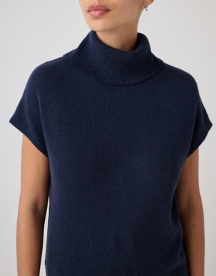 Roll Neck Knitted Tank with Cashmere