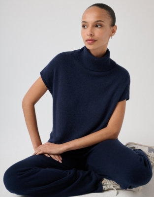 Roll Neck Knitted Tank with Cashmere