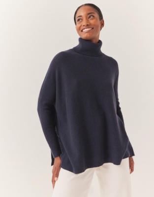 Roll Neck Oversized Jumper with Cashmere