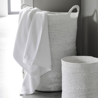 The White Company White Gray Rope Laundry Basket