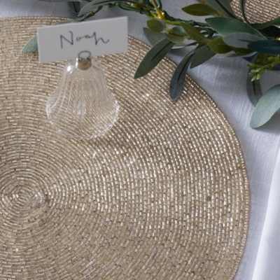Round ChampagneBeaded Placemats Set of 2 Home Accessories Sale