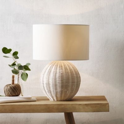 Round Rattan Table Lamp | Lighting | The White Company UK