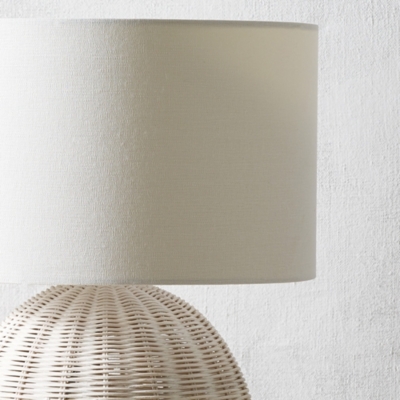 Round Rattan Table Lamp Lighting The White Company UK