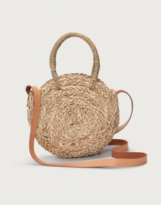 Round Straw Basket Bag | Accessories Sale | The White Company UK
