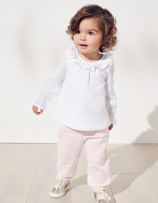 little girl white ruffle blouse