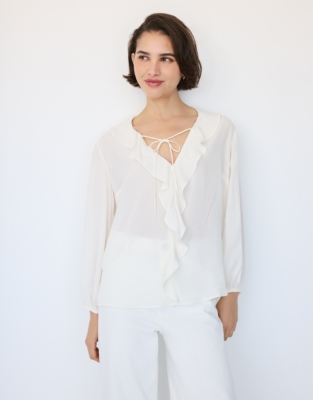 Ruffle Detail Blouse - Ivory