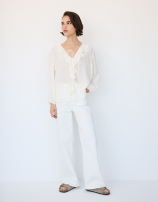 Ruffle Detail Blouse - Ivory